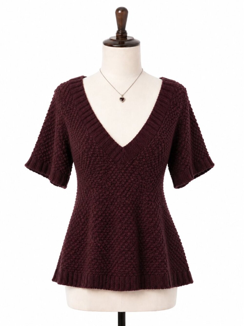 Vintage y2k 100% Cashmere Textured Babydoll Bell Sleeve Sweater Top 90s Boho